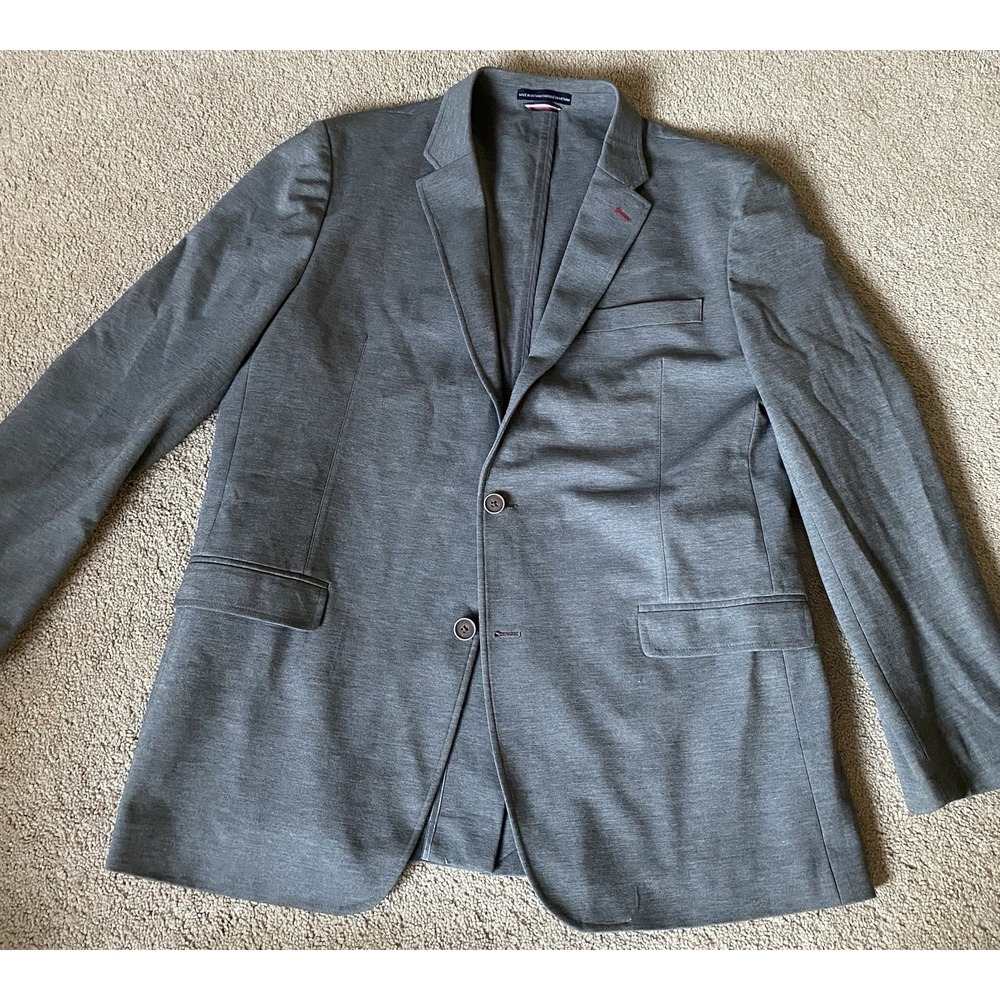 Tommy Hilfiger Vasser 2 Button Plain Suit Jacket Gray 46L 47338